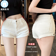 批发实拍巧儿腿精夏日丰<b class='q'>垮</b>小众侧边拉链紧身牛仔短<b class='q'>裤</b>修身显瘦包臀热<b class='q'>裤</b>