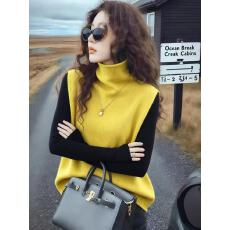 批发高级感撞色高领针织<b class='q'>马甲</b>背心女2025秋季新款软糯洋气减龄显瘦上衣