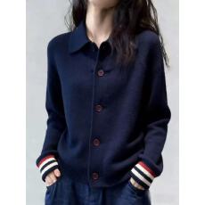 批发<b class='q'>韩版</b>精致翻领<b class='q'>针织衫</b>2026年春季漂亮减龄长袖毛衣慵懒宽松柔软上衣