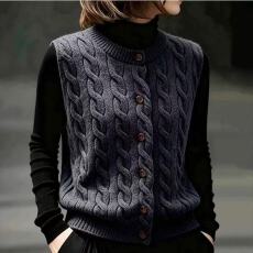 批发针织衫马甲2026春<b class='q'>秋</b>季新款女休闲复古减龄圆领无袖叠穿麻花上衣潮