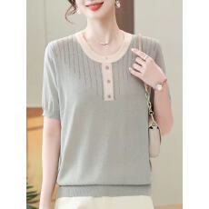 批发2026<b class='q'>妈妈装</b>夏装新款短袖针织小衫洋气质宽松<b class='q'>上衣</b>中老年女时尚T恤