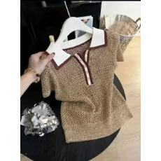 批发小众设计感独特漂亮镂空上衣女2026<b class='q'>夏</b>季新款短袖polo衫女装针织衫