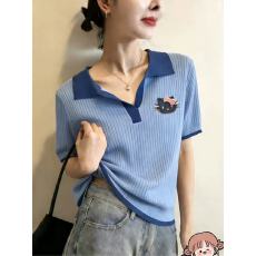 批发夏季洋气大码针织短袖女胖mm<b class='q'>宽松</b>高级感显瘦好看<b class='q'>打底衫</b>半袖薄上衣