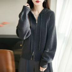 批发<b class='q'>女士</b>连帽<b class='q'>卫衣</b>短外套春装2026新款高级感宽松休闲针织开衫洋气上衣