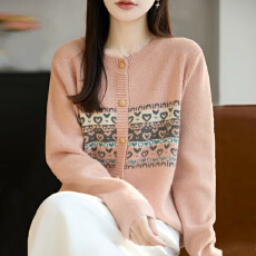 批发复古风圆领毛衣外套女2026<b class='q'>新款</b>秋季女装韩系宽松针织开衫显瘦上衣