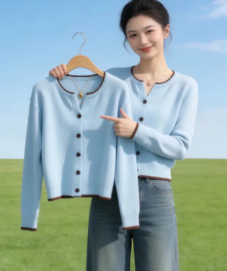 봄 가을 새로운 배색 고급 센스 니트 오픈 가디건 여성 품격 슬림해 보이는 작은 키 한 부서 다용도 긴팔 맨위