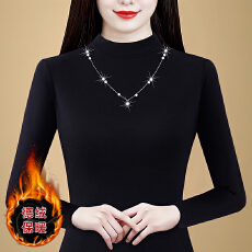 批发年轻<b class='q'>妈妈</b>装半高领烫钻<b class='q'>打底衫</b>秋款双面绒加厚洋气<b class='q'>中老年</b>内搭T恤