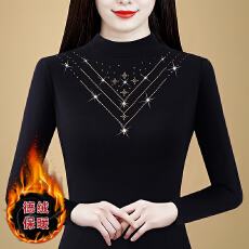 批发2025秋冬新款<b class='q'>妈妈</b>装双面一体德绒<b class='q'>打底衫</b>加厚保暖上衣烫钻内搭小衫