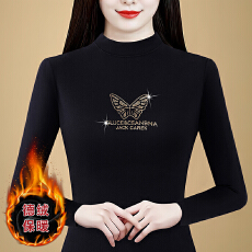 批发双面德绒打底衫女内搭2025秋冬新款加厚保暖<b class='q'>长袖</b>T恤小衫烫钻上衣