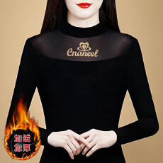 批发蕾丝上衣弹力<b class='q'>打底衫</b>女内搭西装黑色加绒<b class='q'>网纱</b><b class='q'>打底衫</b>女2025秋冬新款