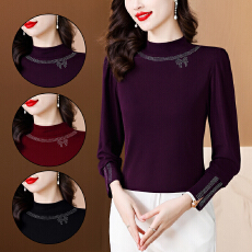 批发半高领气质上衣女2025秋冬双面绒打底衫内搭小衫时尚显瘦百搭T恤