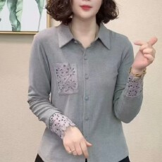 批发冬季新款双面绒<b class='q'>衬衫</b>领设计感长袖女休闲百搭宽松显瘦保暖打底上衣