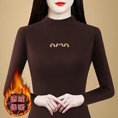 批发年轻<b class='q'>妈妈</b>装字母圆领长袖<b class='q'>秋装</b>新款洋气减龄德绒打底小衫<b class='q'>中老年</b>上衣