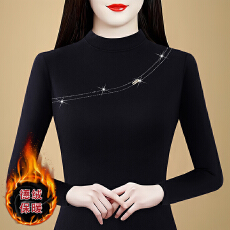 批发年轻妈妈装半<b class='q'>高领</b>双面绒加厚T恤冬装新款洋气打底小衫中老年上衣