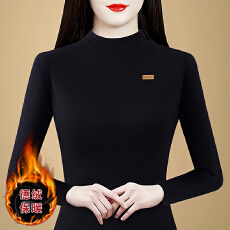 批发2025秋冬新款半高领一体德绒加绒加厚打底衫时尚<b class='q'>妈妈</b>内搭保暖上衣