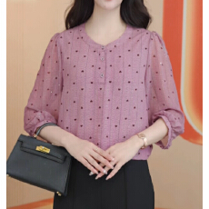 批发2026夏季新款气质优雅时尚减龄宽松显瘦轻薄透气<b class='q'>中袖</b>女装上衣