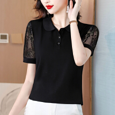 批发<b class='q'>短袖</b>T恤棉女夏2026新款宽松显瘦打底衫洋气妈妈装POLO领休闲上衣