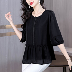批发妈妈<b class='q'>夏</b>装中袖洋气小衫2026新款时尚T恤上衣大码雪纺衫<b class='q'>中老年女装</b>