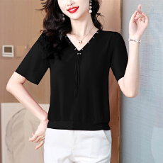 批发时尚简约通勤雪纺衫女<b class='q'>夏</b>2026新款气质<b class='q'>妈妈装</b>洋气质显瘦上衣