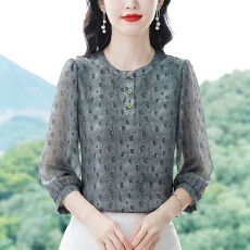 批发圆领高端小衫2026春夏新款气质套头衬衫时髦长袖上衣休闲打底衫女