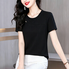 批发年轻<b class='q'>妈妈装</b>圆领烫钻短袖T恤2026夏装新款洋气减龄小衫中老年<b class='q'>上衣</b>