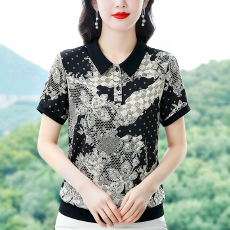 批发中年妈妈春夏装时尚遮肚小衫上衣女士减龄夏季洋气t恤休闲<b class='q'>打底衫</b>