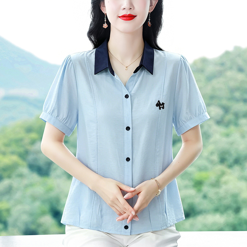 프랑스식 미니멀리즘 바람 품격 고급 우아함 반팔 여성 2026 여름 새로운 루즈핏 슬림해 보이는 연령 감소 다용도 맨위