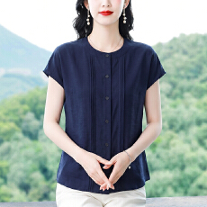 批发妈妈<b class='q'>夏</b>装2026新款短袖雪纺小衫中老年女显瘦T恤薄款洋气宽松上衣