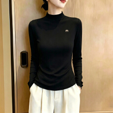 批发双面德绒打底衫女纯色弹力磨毛内搭冬季洋气<b class='q'>小衫</b>T恤加厚保暖上衣