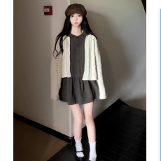 批发甜美公主风减龄娃娃领格纹连衣<b class='q'>裙</b>女秋季新款洋气宽松显瘦a字短<b class='q'>裙</b>