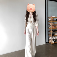 批发老钱风松弛感收腰<b class='q'>连体裤女</b>秋季宽松百搭polo领白色衬衫高腰阔腿<b class='q'>裤</b>