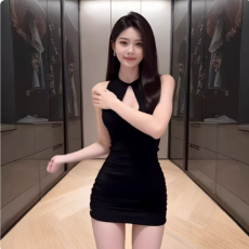 批发性感辣妹风挂脖镂空<b class='q'>连衣裙</b>女春季新款黑色修身显瘦包臀气质短裙子