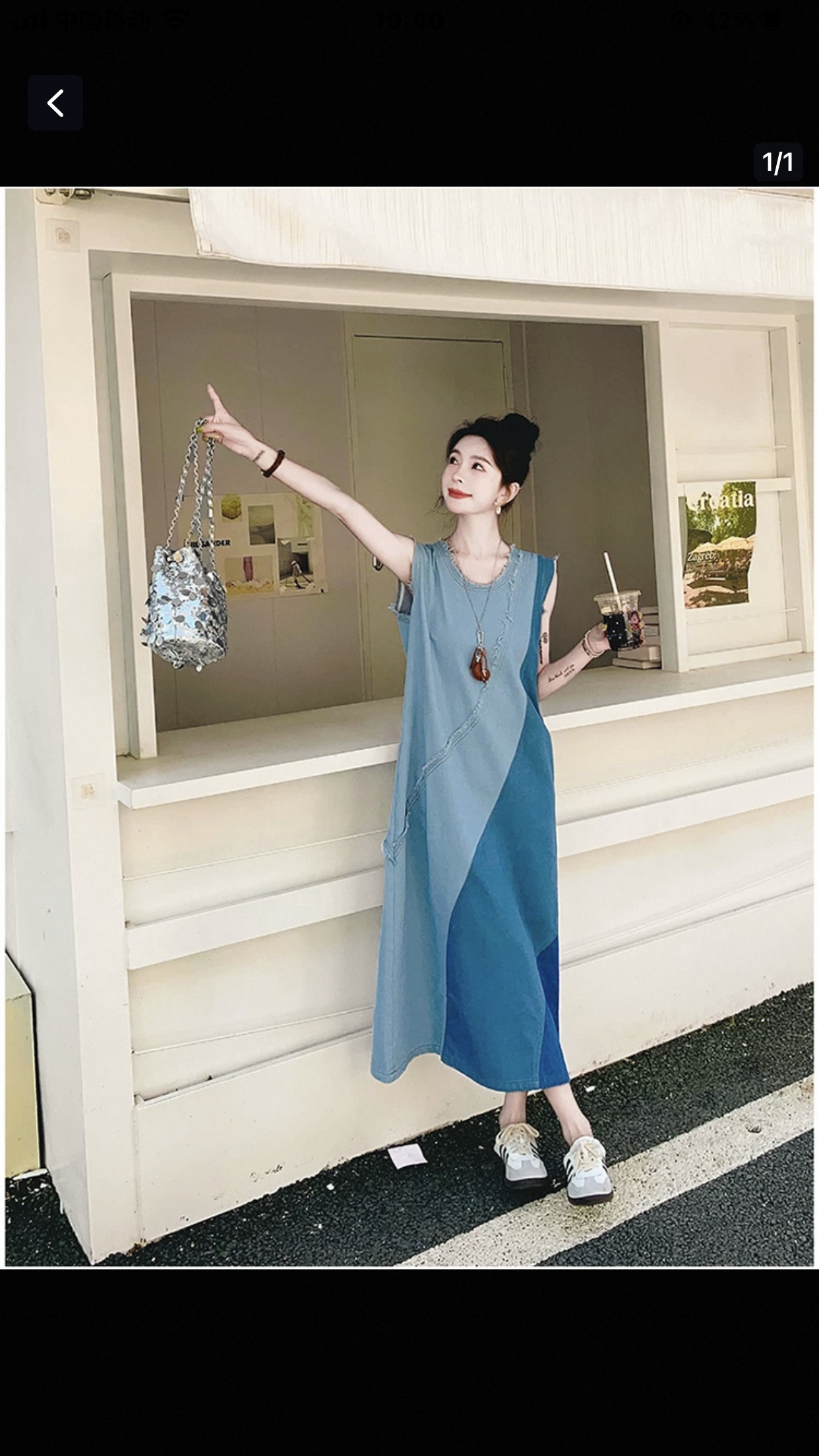 자이언트 잘 생긴 민소매 데님 여성 드레스 여름 얇은 스타일 고급 작은 대중 아니요 명중 섹션 표지 배 슬림해 보이는 조끼 길다 치마