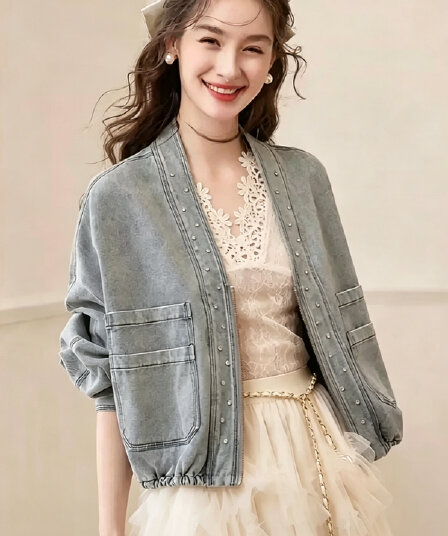 2026 가을 겨울 새로운 슬림해 보이는 다용도 데님 루즈핏 외국 가스 작은 외투