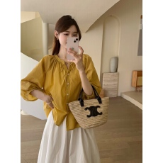 批发韩版五分袖衬衫女宽松泡泡袖衬衣别致半身<b class='q'>裙</b>两件套装