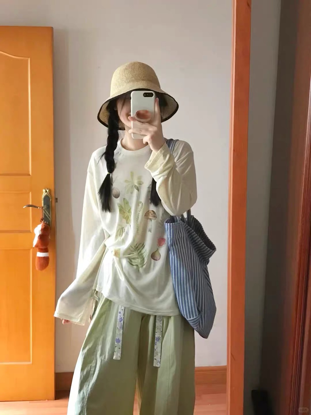 여름 켜기 새로운 면 린넨 센스 부드러운 찹쌀 프린트 t 캐주얼 도루 센스 자외선 차단 긴팔 블라우스