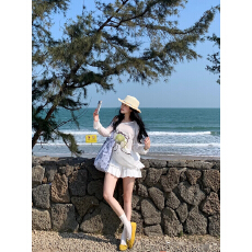 批发莱赛尔斜肩两穿防晒宽松百搭少女风上衣<b class='q'>T</b><b class='q'>恤</b>女