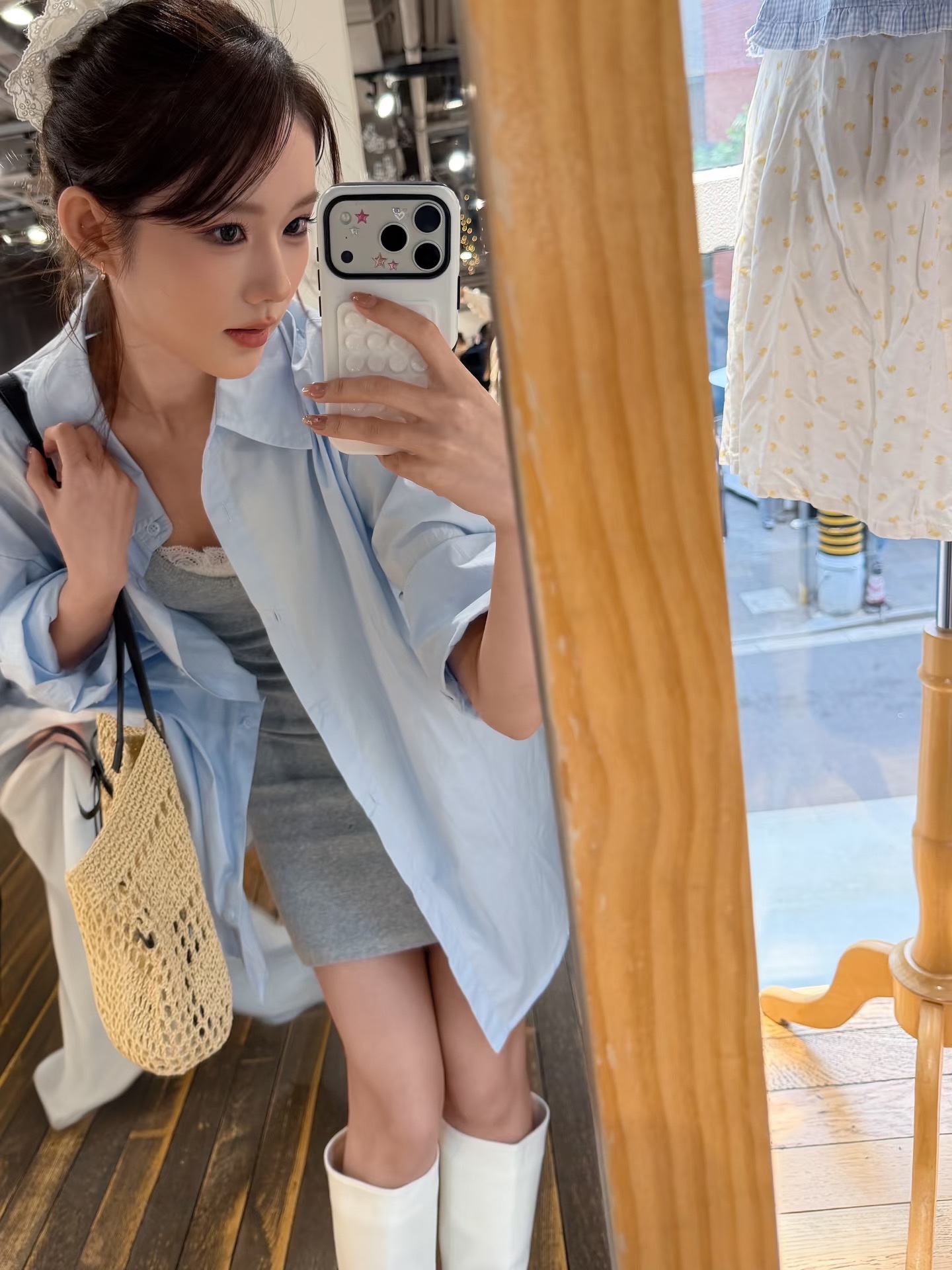 여름 켜기 새로운 한 부서 ins 바람 재킷 새로운 프랑스식 고급 루즈핏 POLO 셔츠 긴팔 자외선 차단 셔츠
