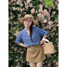批发ikyou高级感克莱因蓝衬衫女长袖春夏季新款宽松显瘦防晒衬<b class='q'>衣外套</b>