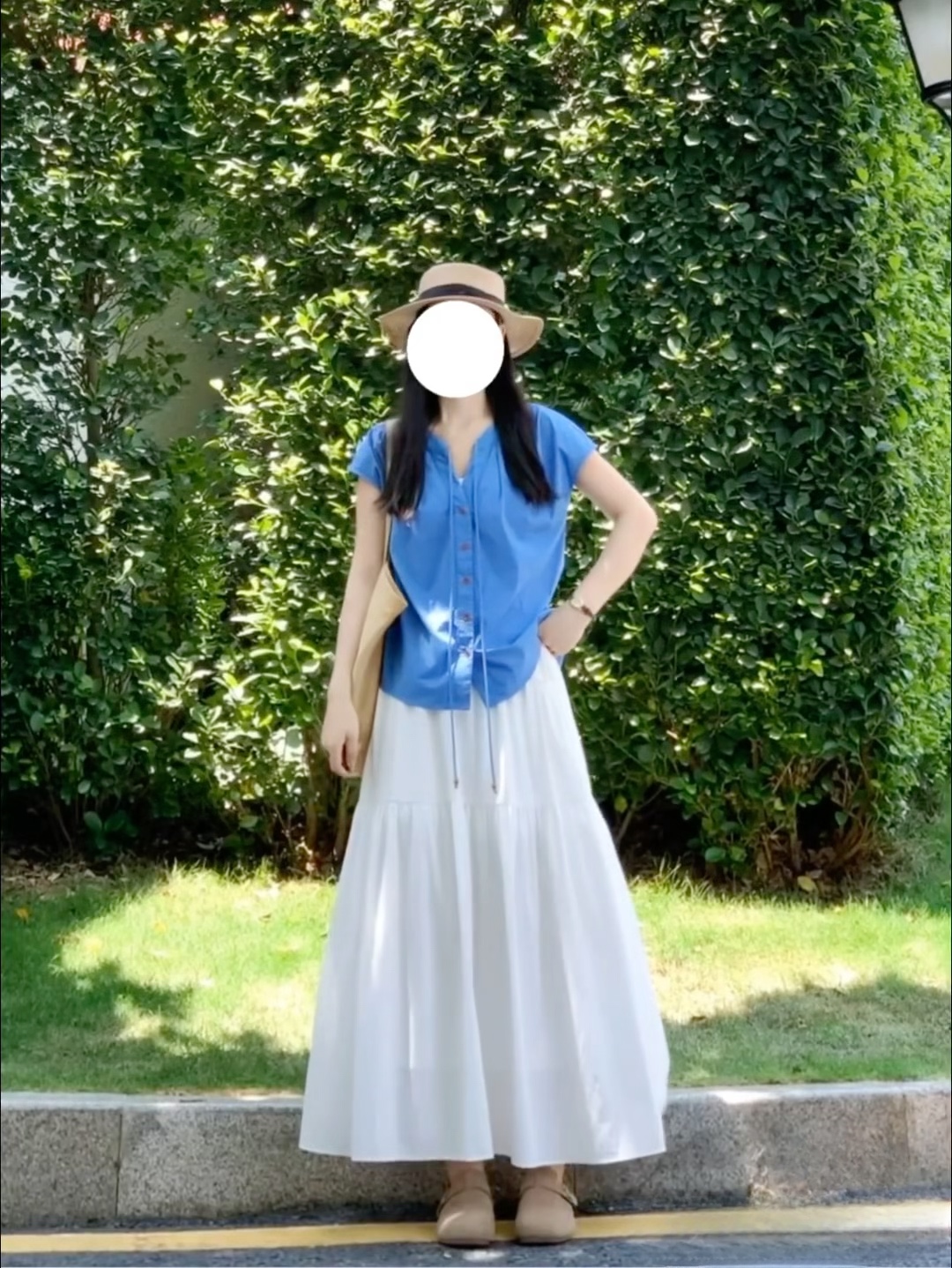 여름 켜기 새로운 네클라인 레이스업 작은 날다 소매 여성 셔츠 레트로 문예 연령 감소 다용도 우산 치마 투피스 슈트