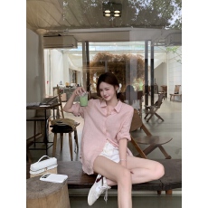 批发法式粉色polo领防晒衬衫女夏季宽松<b class='q'>休闲</b>短裤两件<b class='q'>套装</b>