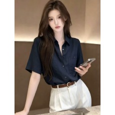 批发高级感Polo领亚麻短袖<b class='q'>衬衫</b>女夏季法式阔腿<b class='q'>裤</b><b class='q'>长裤</b>两件套<b class='q'>装</b>
