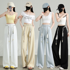 批发老钱风丝巾编织腰带山本阔腿裤女秋松弛垂感慵懒风裤子