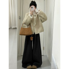 批发<b class='q'>秋</b>季新款韩版小香风优雅毛呢外套女宽松显瘦高级感小个子短外套