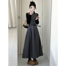 批发秋冬穿搭一整套2025巨好看韩剧富家千金小洋装<b class='q'>背心连衣裙</b>子套装女