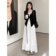 批发春天穿搭一整套2026巨好看的韩系绝美漂亮气质连衣裙子套装两件套