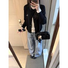 批发美式复古拼接假两件纽扣针织<b class='q'>开衫</b>女秋冬外穿毛衣显瘦修身设计外套