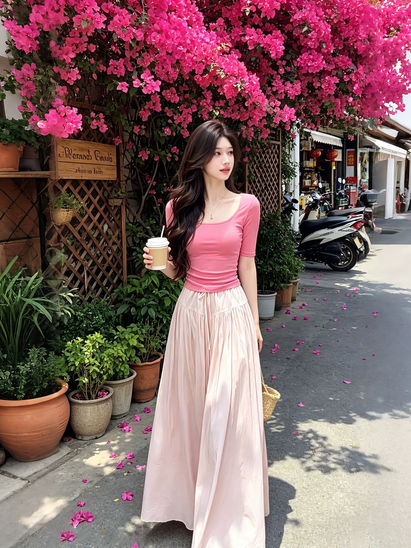 한 부서 전체 집합 ootd 착용 가져 가라. 드레스 아이들 여름 2026 새로운 셔츠 반신 롱 스커트 투피스 슈트