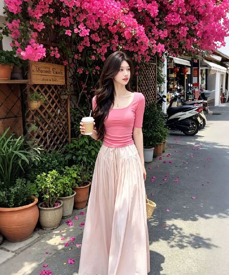 한 부서 전체 집합 ootd 착용 가져 가라. 드레스 아이들 여름 2026 새로운 셔츠 반신 롱 스커트 투피스 슈트