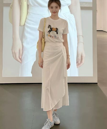 여름 드레스 코디 전체 집합 2026 빛 요리 한 착용 가져 가라. 고급 센스 프랑스식 패션 연령 감소 품격 점프 슈트 치마 세트
